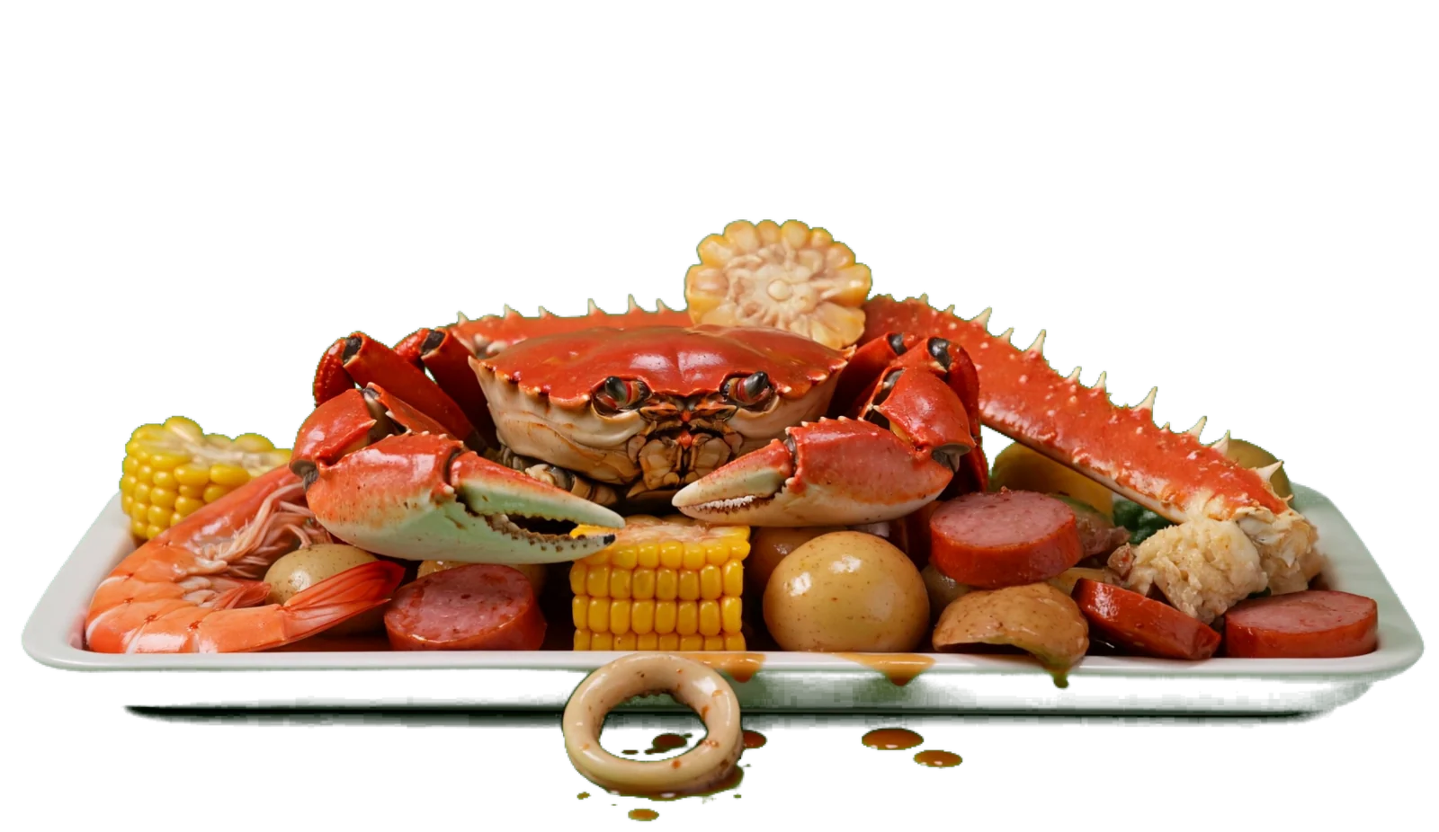 Saco de frutos do mar do Seldeestrela despejado na bandeja
